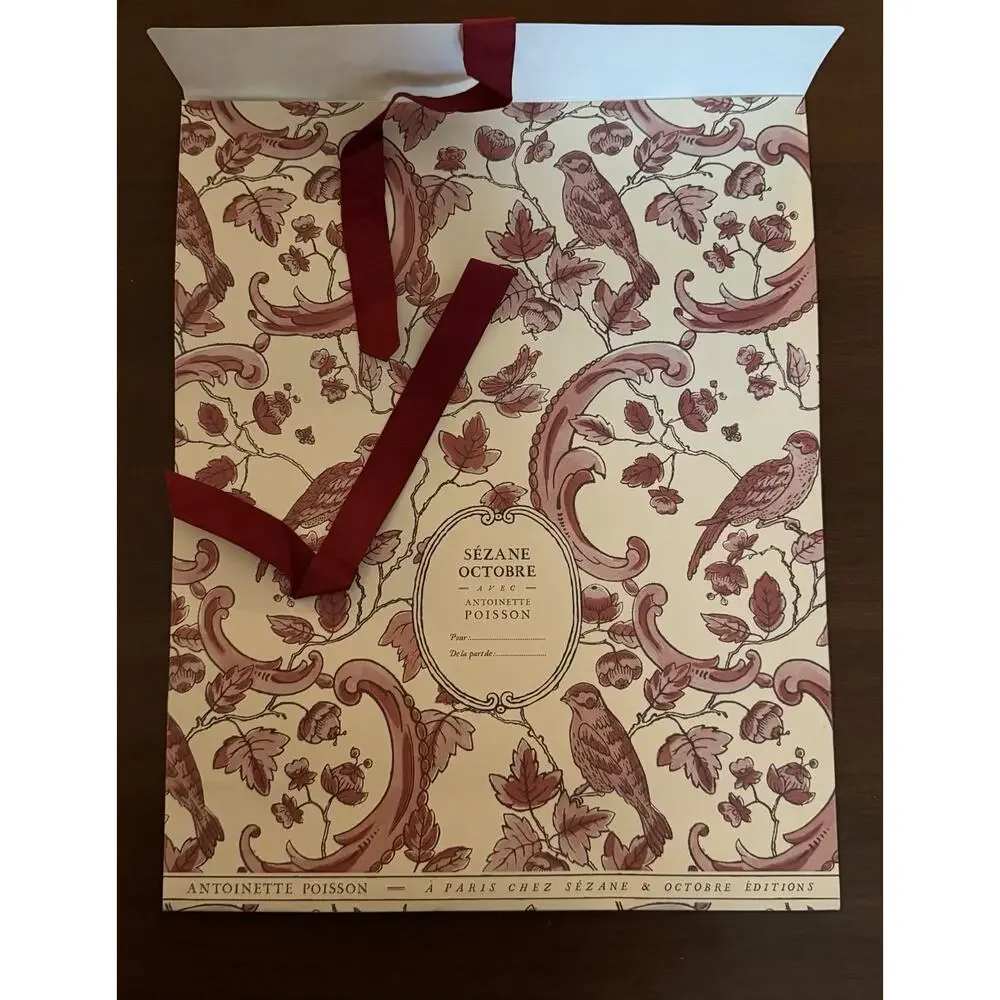 NEW Sezane Octobre Red White Cream Holiday Gift Pouch